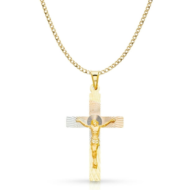 Details about    14k Yellow Gold  Over Sterling Silver Men Women Crystals Cross Charm Pendant 